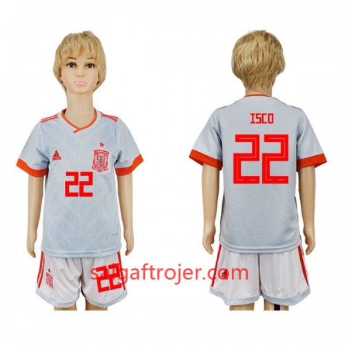 Spanien Fodboldtrøjer Isco 22 Børn Udebanesæt VM 2018 Spanien Fodboldtrøjer Isco 22 Børn Udebanesæt VM 2018